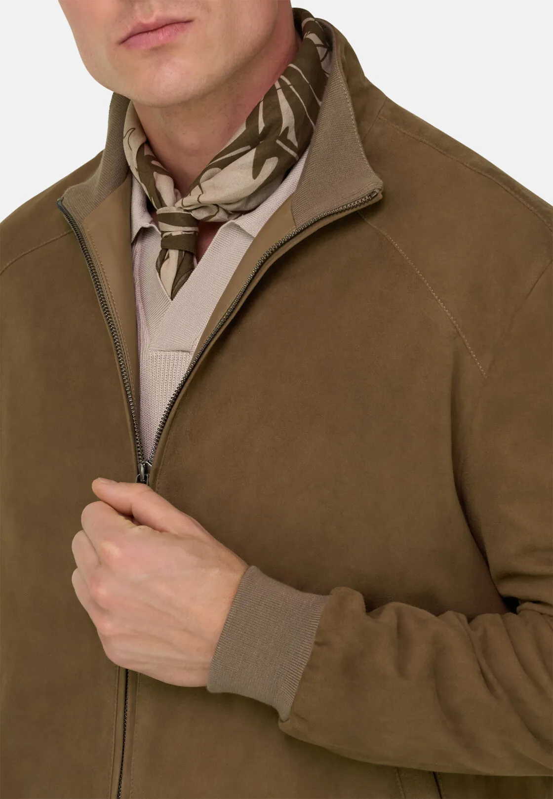 Boggi, Bomber In Vera Pelle Scamosciato, Uomo, Taupe, Taglia: L - immagine 4
