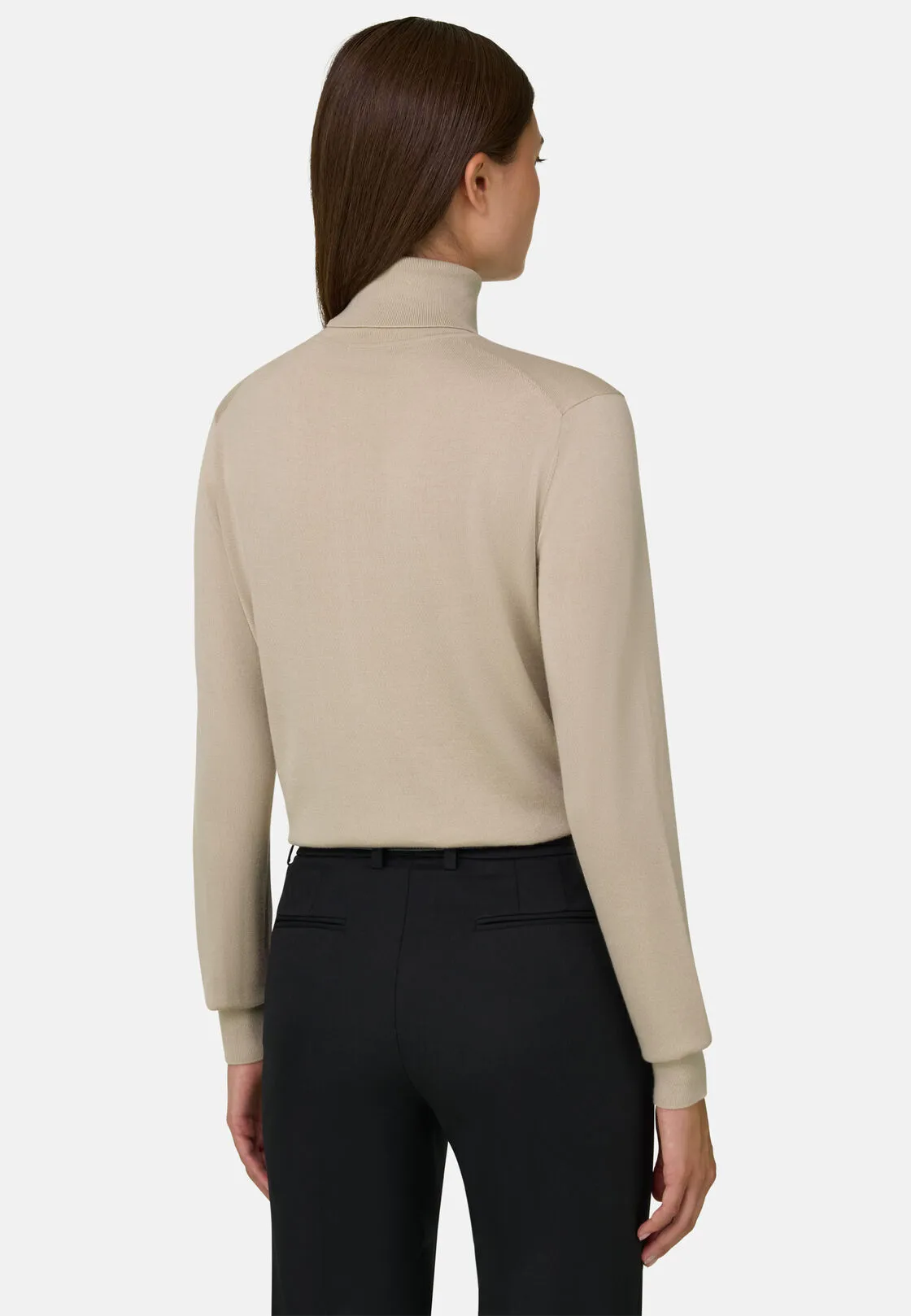 Boggi, Maglia Dolcevita In Lana Merino Seta, Donna, Sabbia, Taglia: S - immagine 4