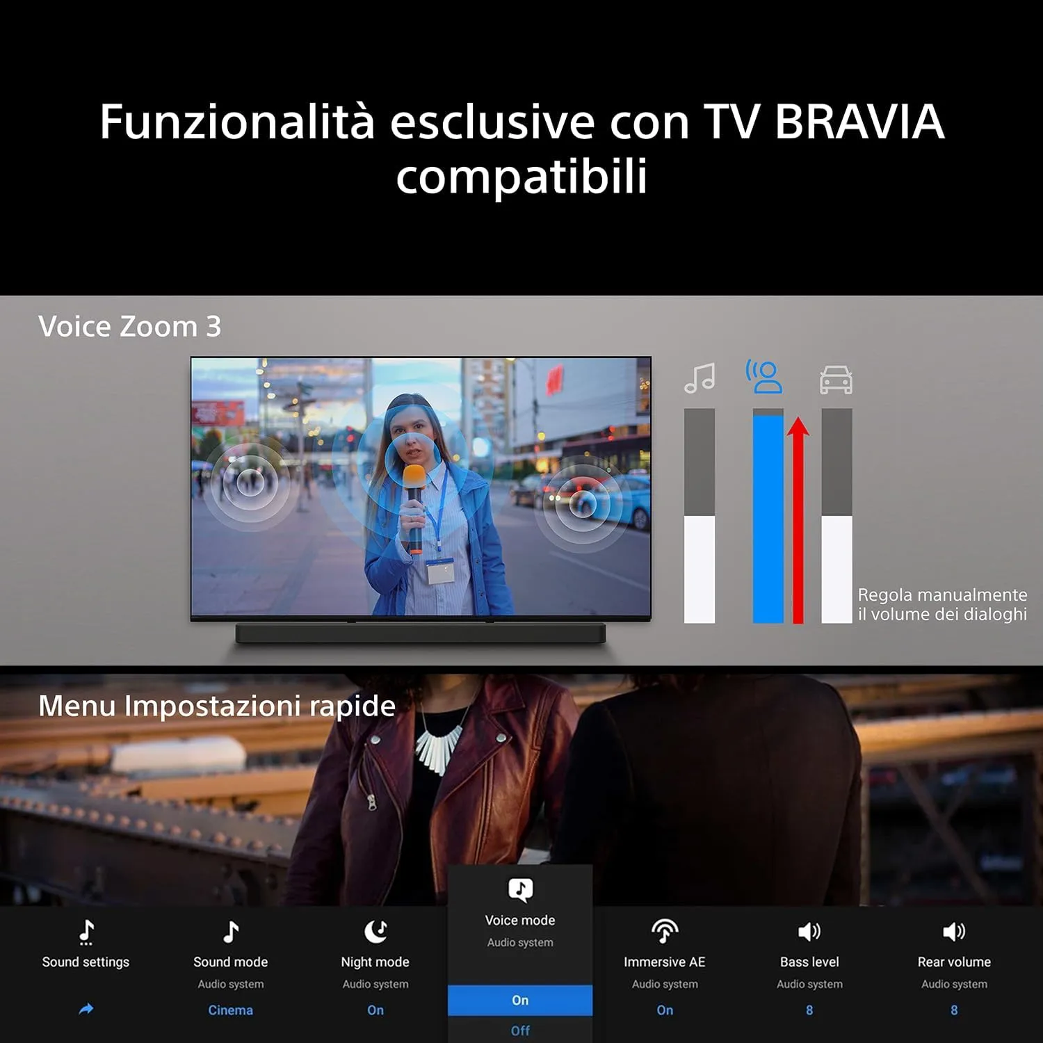 Sony BRAVIA Theatre Bar 7, soundbar singola, 9 altoparlanti, audio surround Dolby Atmos®/DTS:X®, mappatura spaziale del suono a 360°, Voice Zoom 3 per Sony Smart TV, Bluetooth®, HT-A7100, modello 2026 - immagine 12