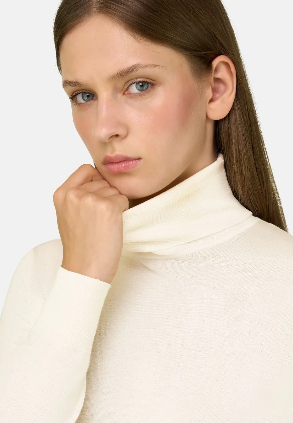 Boggi, Maglia Dolcevita In Lana Merino Seta, Donna, Offwhite, Taglia: M - immagine 3