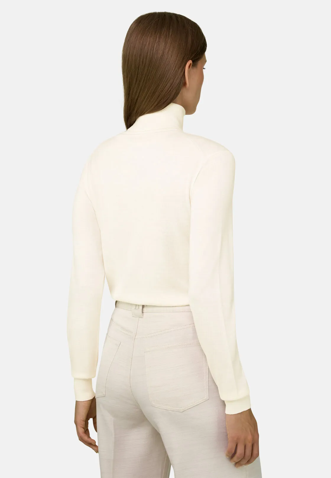 Boggi, Maglia Dolcevita In Lana Merino Seta, Donna, Offwhite, Taglia: M - immagine 4