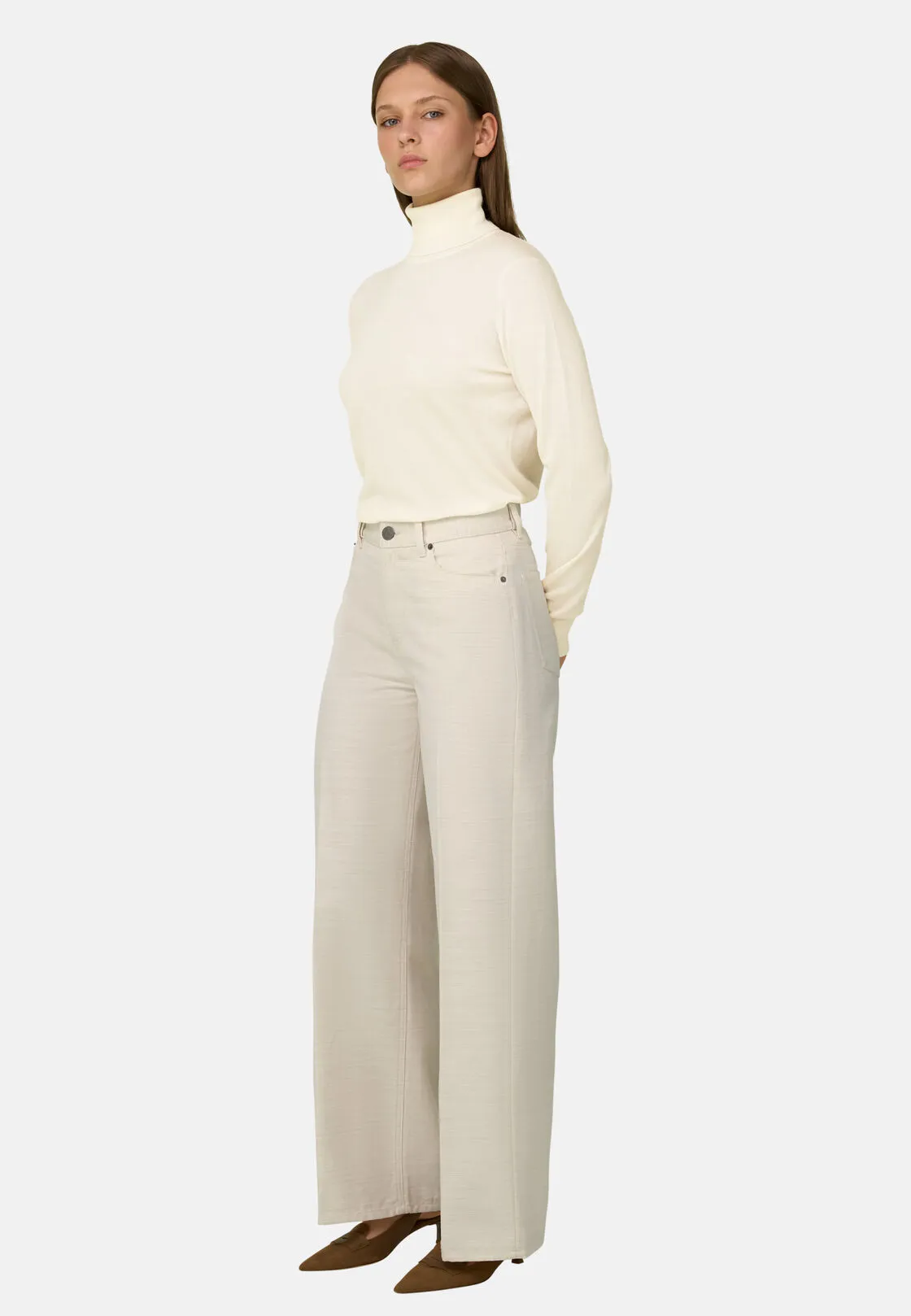 Boggi, Maglia Dolcevita In Lana Merino Seta, Donna, Offwhite, Taglia: XS - immagine 2