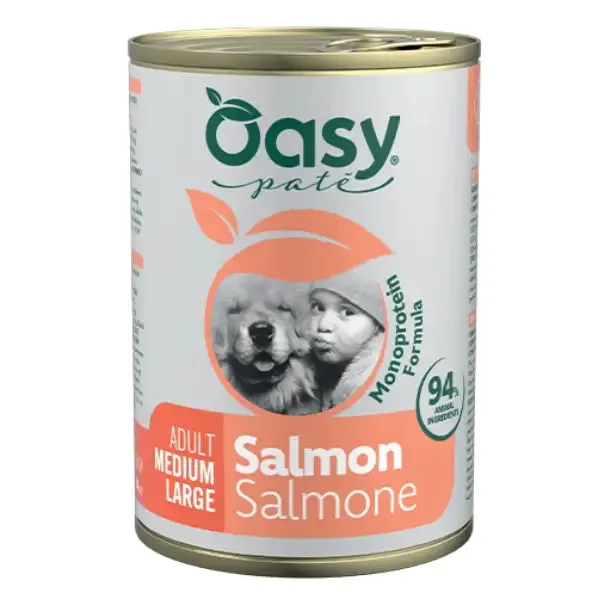 Oasy Monoprotein formula Adult Medium/Large Patè 400 gr Salmone - confezione da 12 pezzi - Umido monoproteico cane - immagine 1