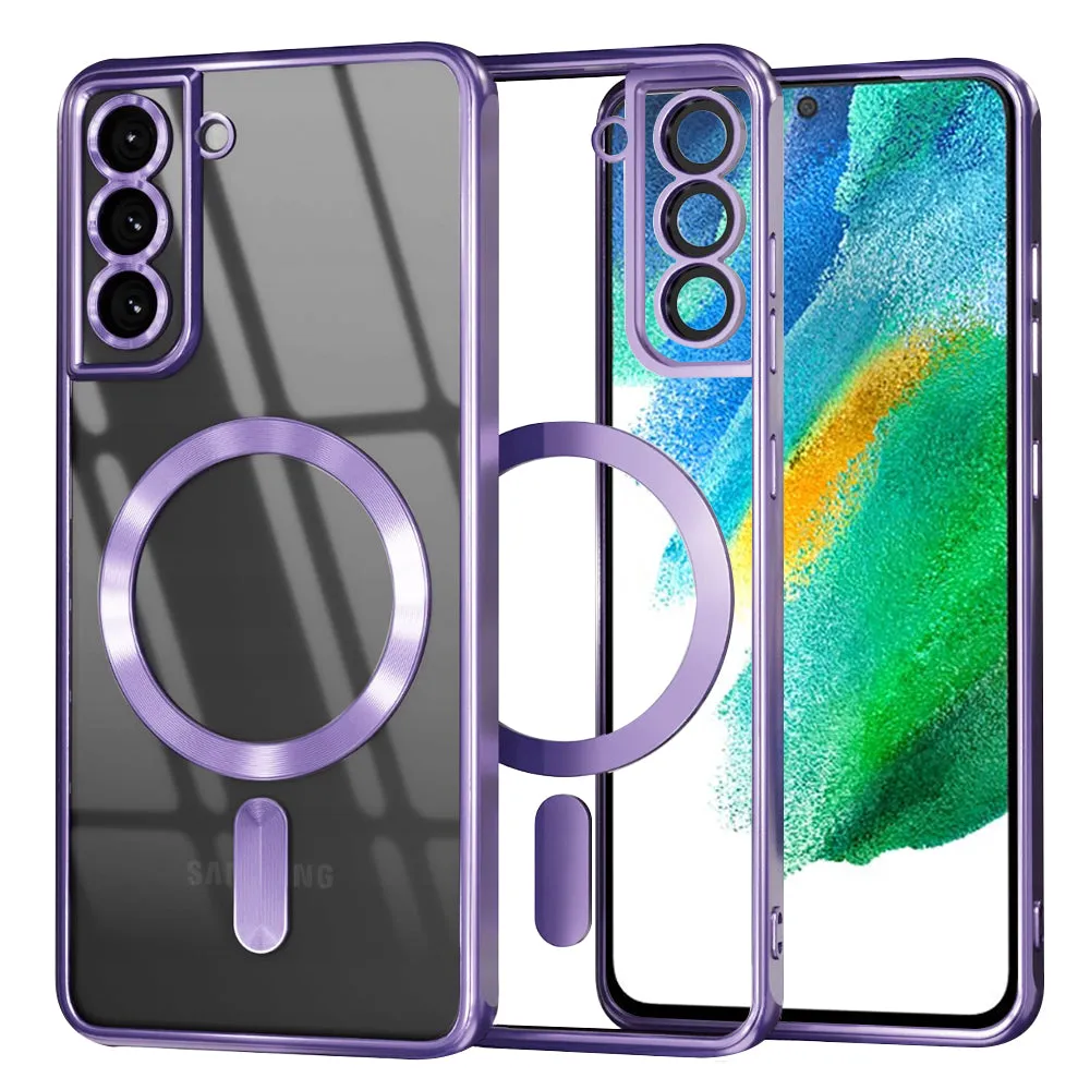 Custodia MagSafe per Samsung Galaxy S21 FE 5G G990, Techsuit, Luxury Crystal, Viola Chiaro - immagine 1