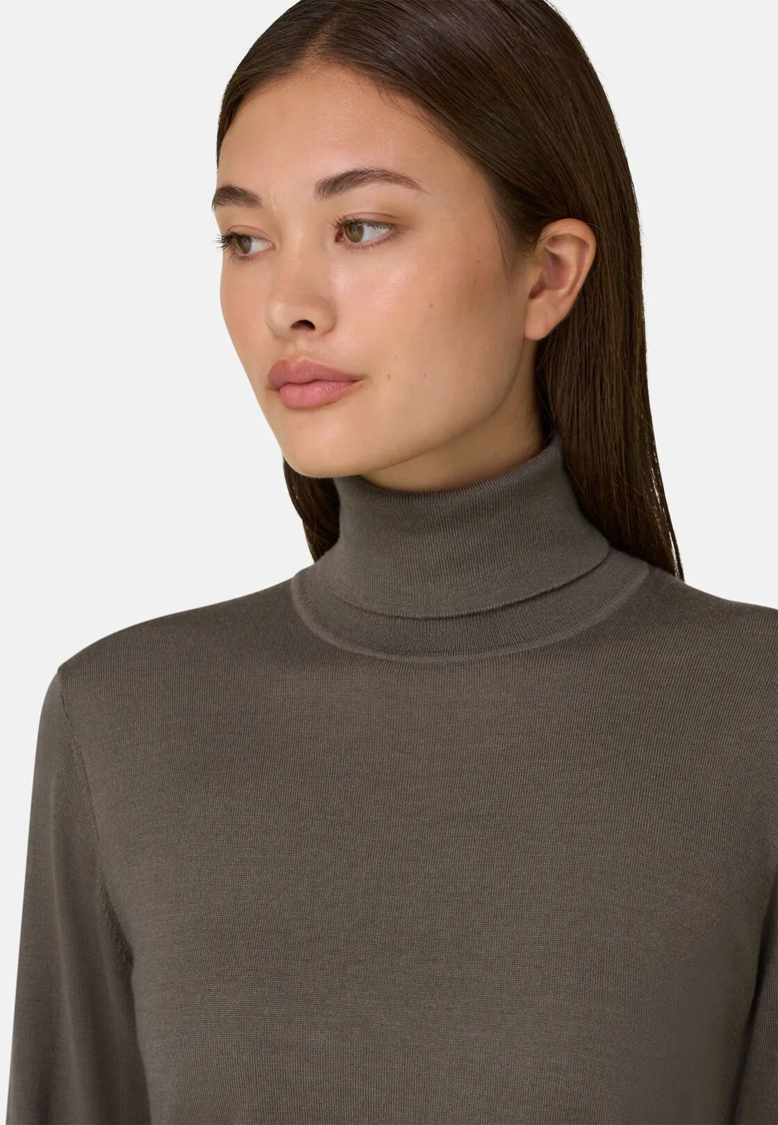 Boggi, Maglia Dolcevita In Lana Merino Seta, Donna, Taupe, Taglia: S - immagine 3