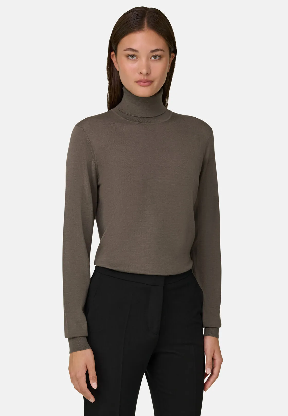 Boggi, Maglia Dolcevita In Lana Merino Seta, Donna, Taupe, Taglia: XS - immagine 1