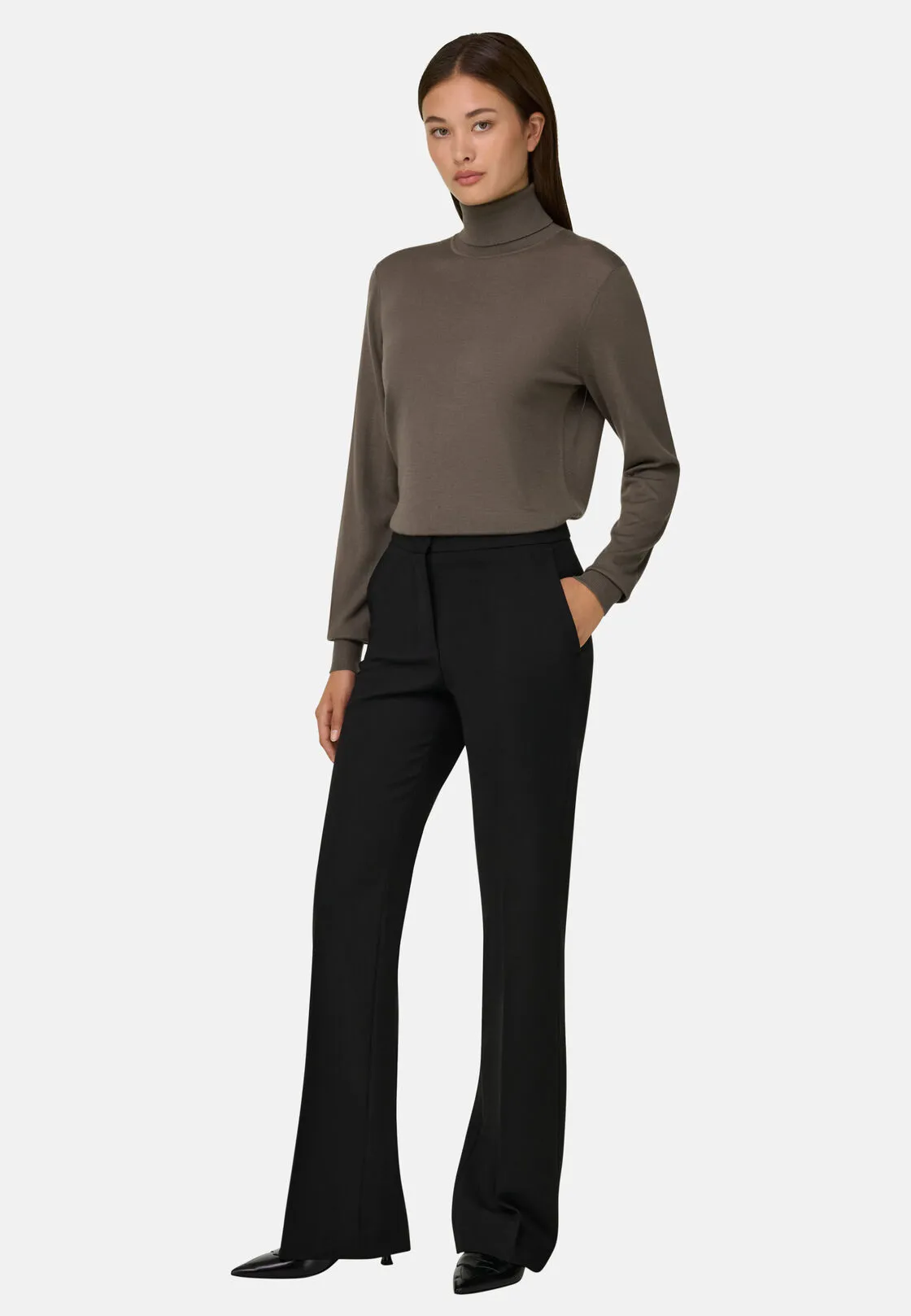 Boggi, Maglia Dolcevita In Lana Merino Seta, Donna, Taupe, Taglia: XS - immagine 2