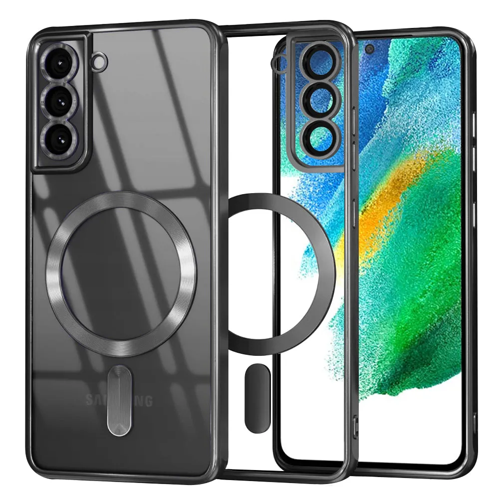 Custodia MagSafe per Samsung Galaxy S21 FE 5G G990, Techsuit, Luxury Crystal, Nera - immagine 1