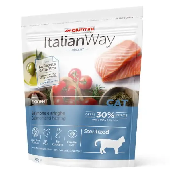 ItalianWay Adult Sterilized Exigent Salmone e Aringhe 300 gr - Croccantini per gatti - immagine 1