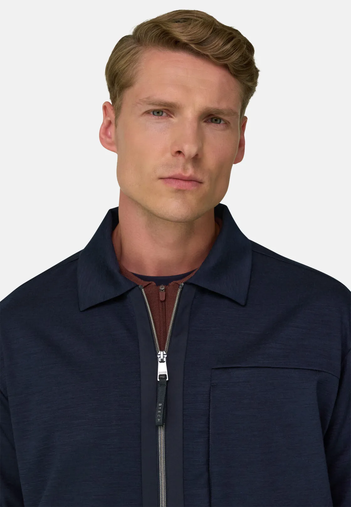 Boggi, Giacca Camicia Wooltech, Uomo, Navy, Taglia: M - immagine 3