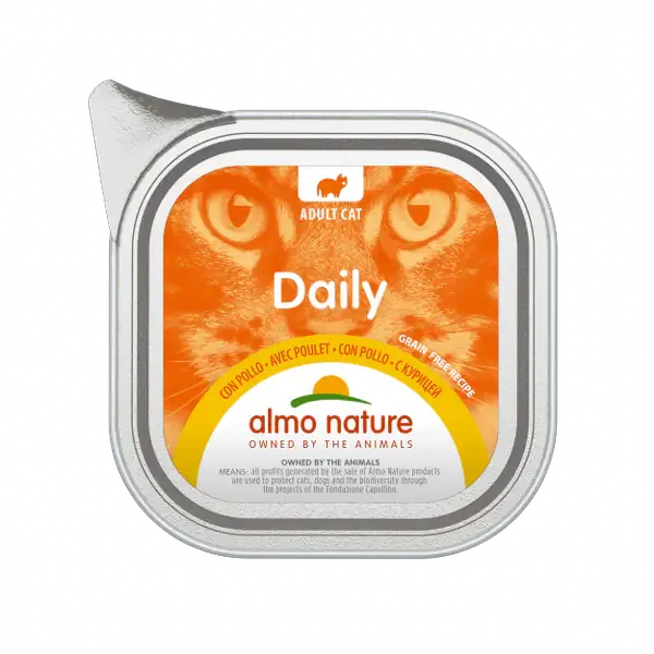Almo Nature Daily Grain Free Menù Cat 100 gr Pollo - confezione da 32 pezzi - Cibo umido per gatti - immagine 1