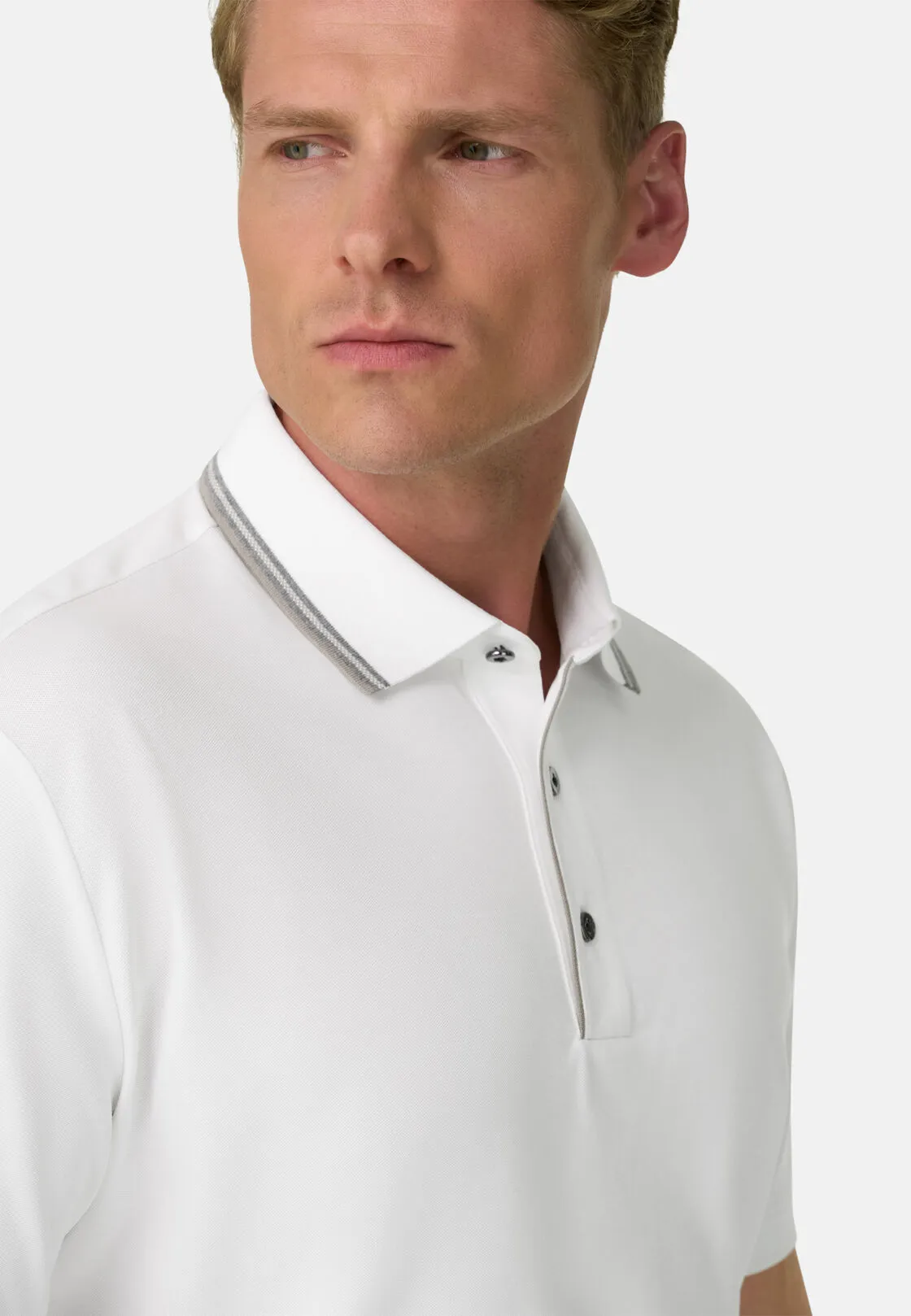 Boggi, Polo In Piqué Misto Cotone Elasticizzato Cool Jade, Uomo, Bianco, Taglia: L - immagine 3