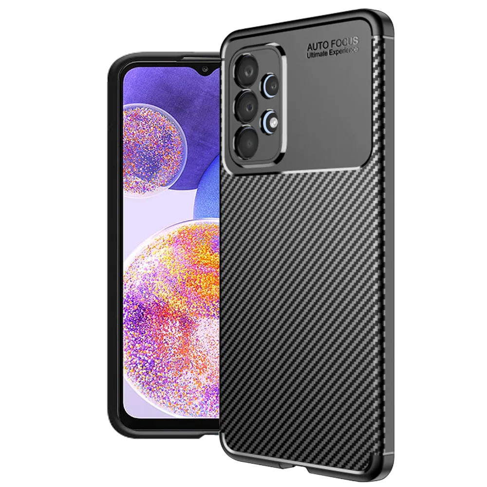 Custodia per Samsung Galaxy A23 5G A236 / A23 A235, Techsuit, CarbonFiber, Nera - immagine 1