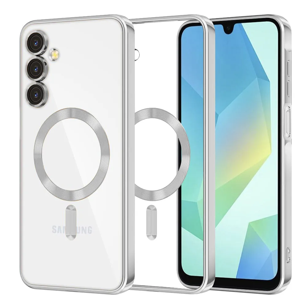 Custodia MagSafe per Samsung Galaxy A16 5G A166 / A16 4G A165, Techsuit, Luxury Crystal, Argento - immagine 1