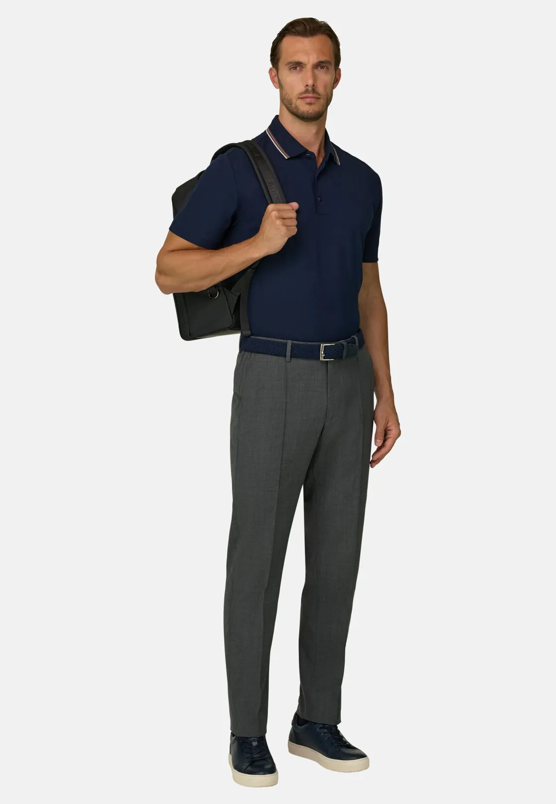 Boggi, Polo In Piqué Misto Cotone Elasticizzato Cool Jade, Uomo, Navy, Taglia: L - immagine 2