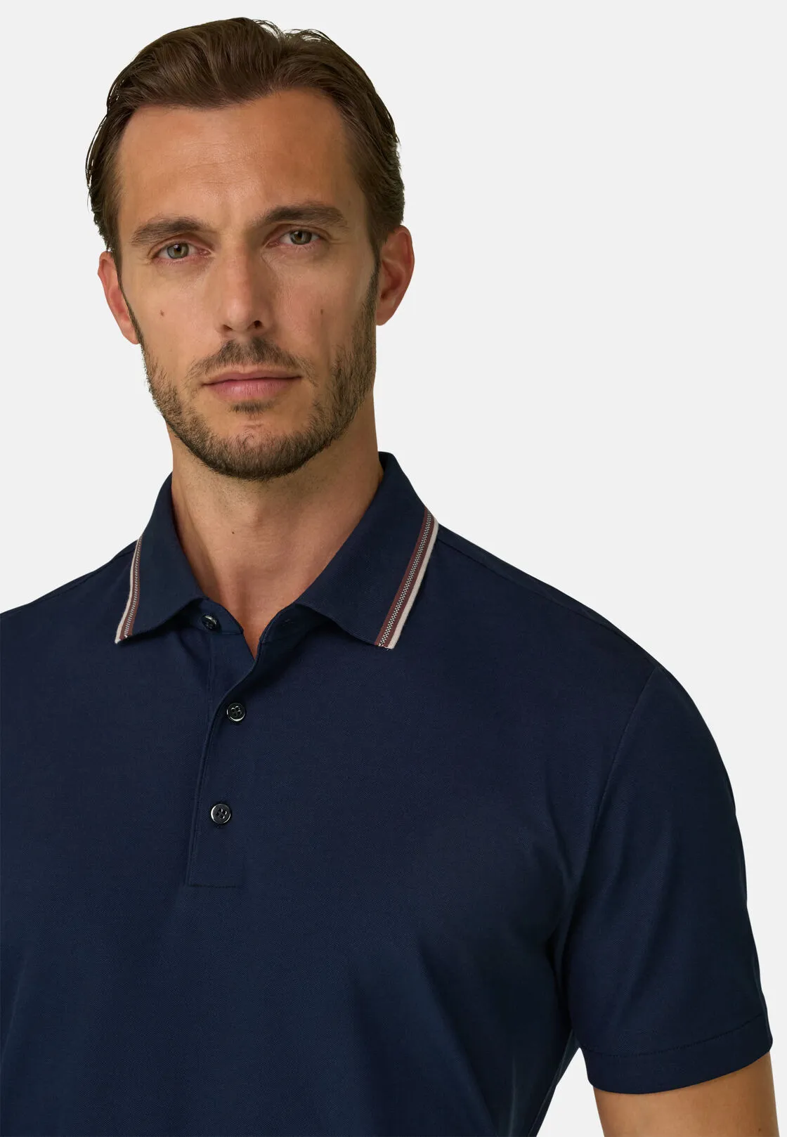 Boggi, Polo In Piqué Misto Cotone Elasticizzato Cool Jade, Uomo, Navy, Taglia: S - immagine 3
