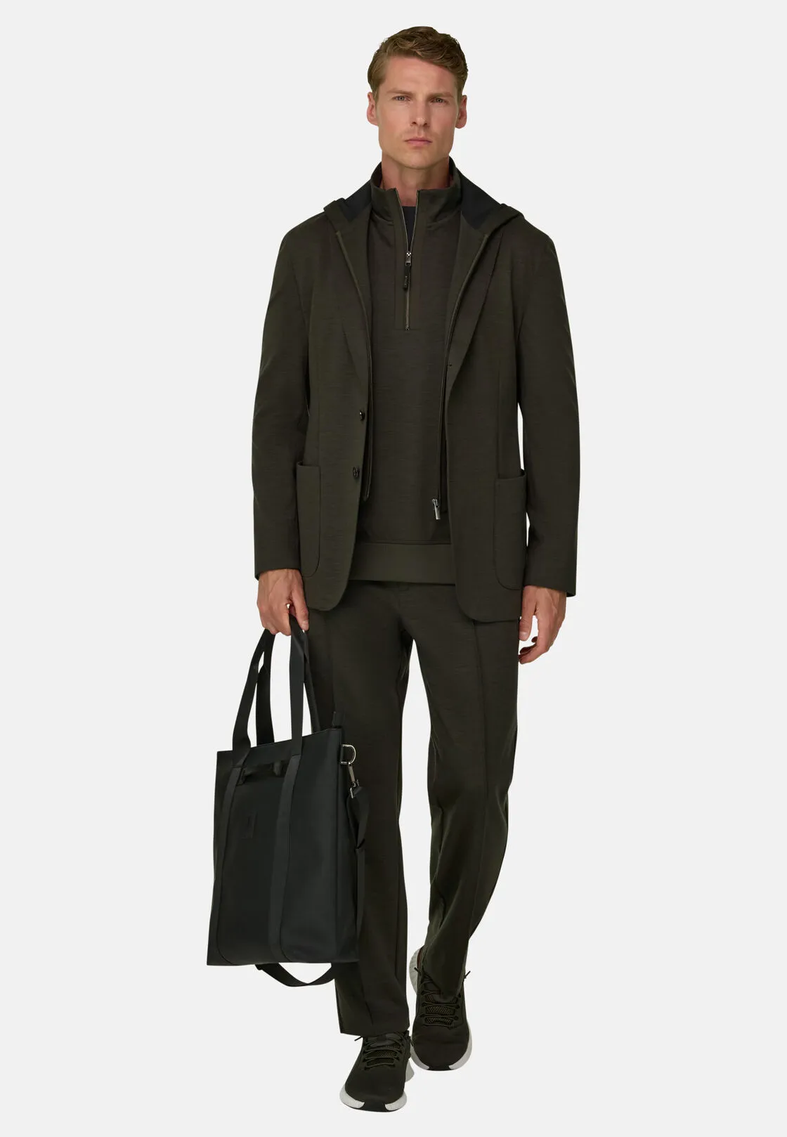 Boggi, Giacca Felpa Madison In Wooltech, Uomo, Militare, Taglia: 48 - immagine 2