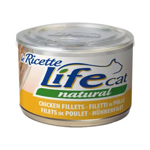 Life Cat Natural Le Ricette 150 gr Filetti di pollo - confezione da 6 pezzi - Cibo umido per gatti - immagine 1