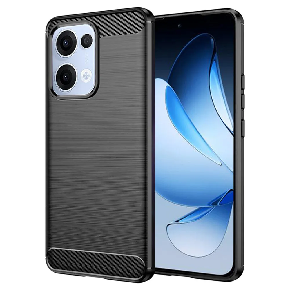 Custodia per Oppo Reno13, Techsuit, Carbonio, Nera - immagine 1