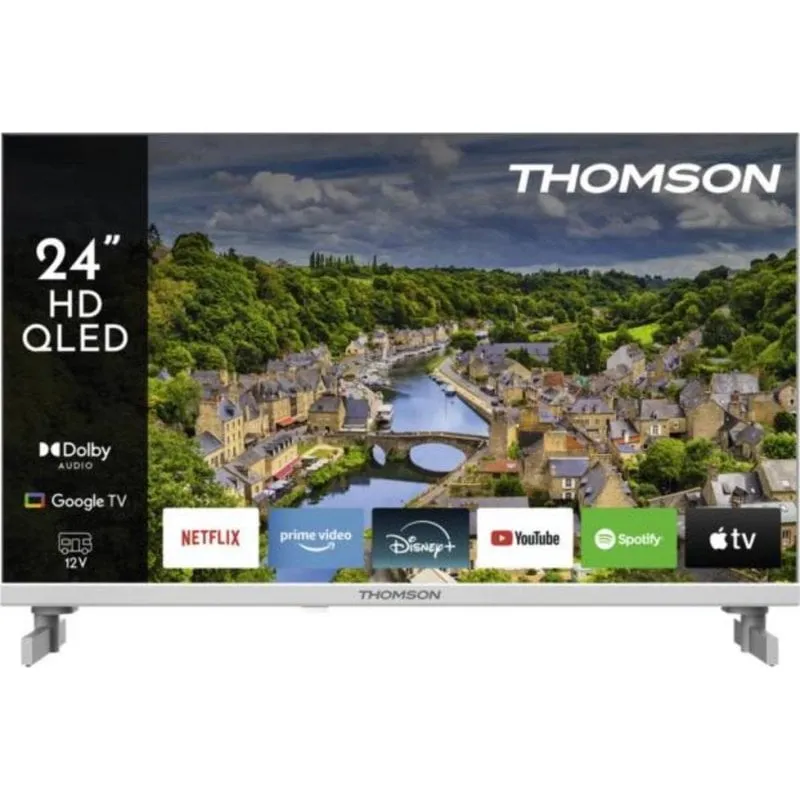 TV Thomson QLED 24HQG3S15CW 24" HD 60Hz Smart TV Google TV HDR10 Quantum Dot Bianco 12V - immagine 1