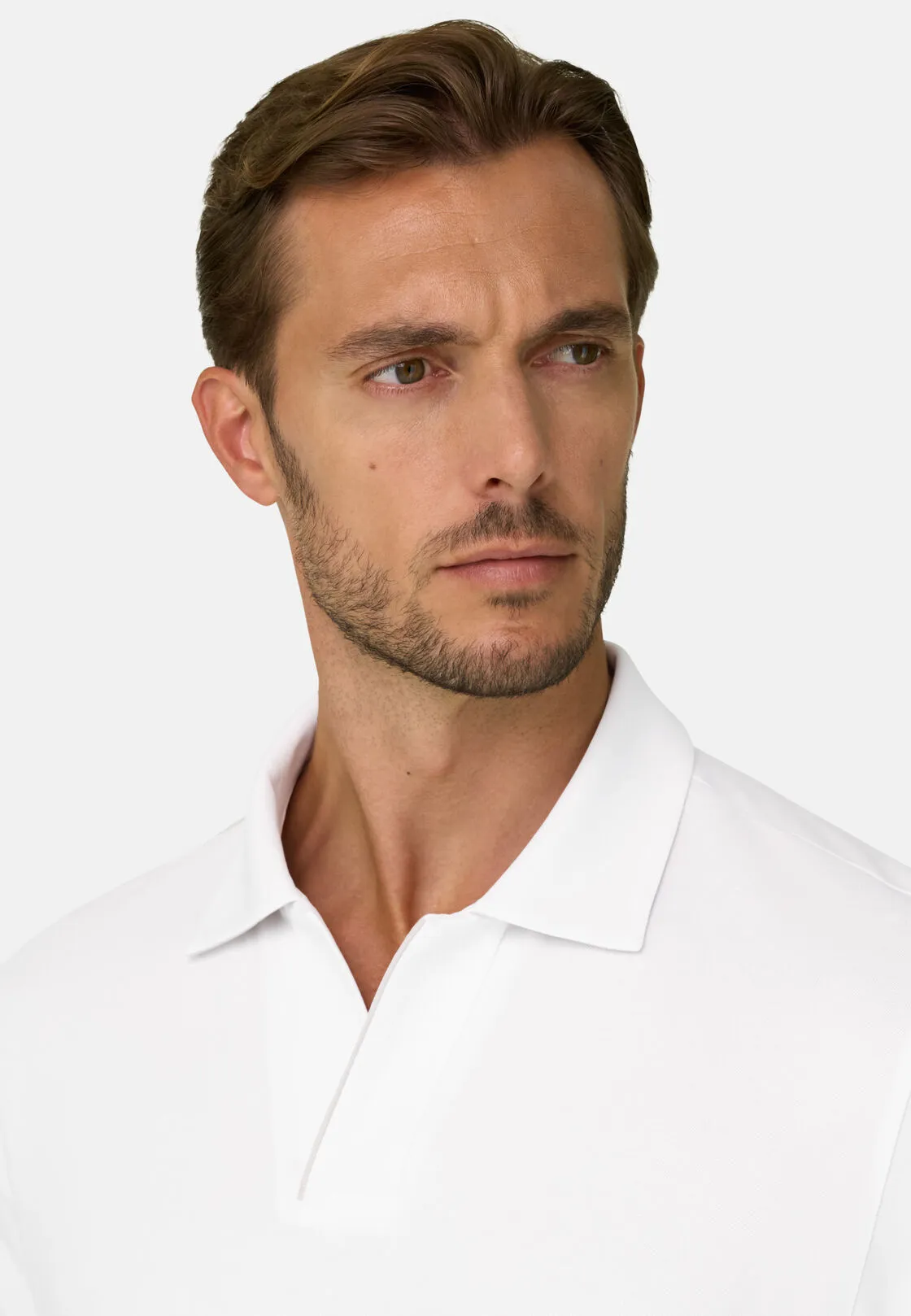 Boggi, Polo In Piqué Misto Cotone Elasticizzato Cool Jade, Uomo, Bianco, Taglia: L - immagine 3