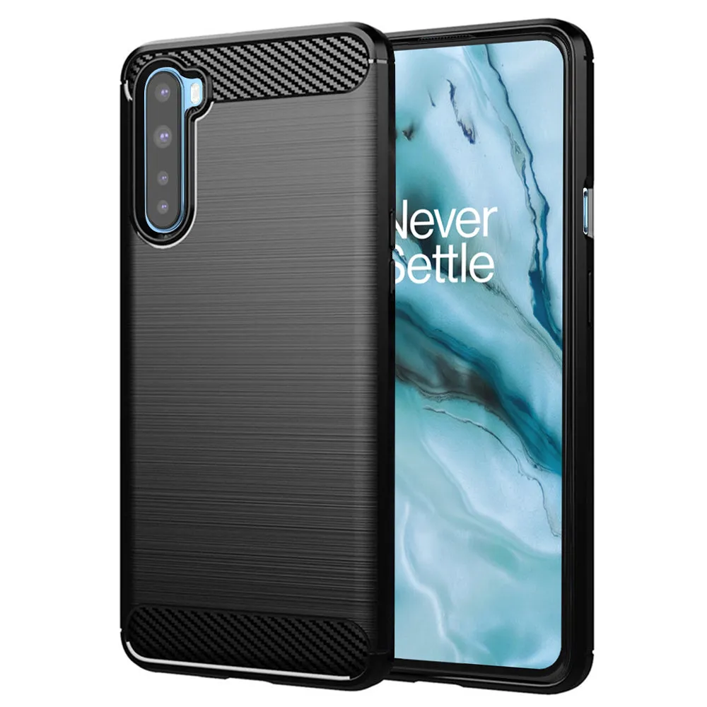 Custodia per OnePlus Nord, Techsuit, Carbonio, Nera - immagine 1