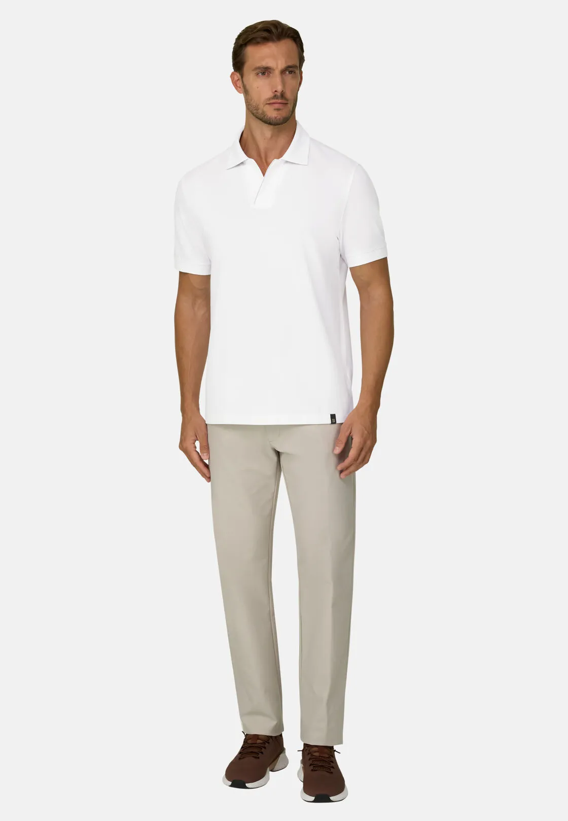 Boggi, Polo In Piqué Misto Cotone Elasticizzato Cool Jade, Uomo, Bianco, Taglia: S - immagine 2