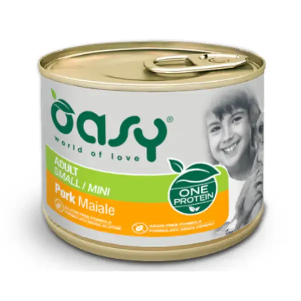 Oasy Monoproteico Adult Mini 200 gr Maiale - confezione da 6 pezzi - Umido monoproteico cane - immagine 1