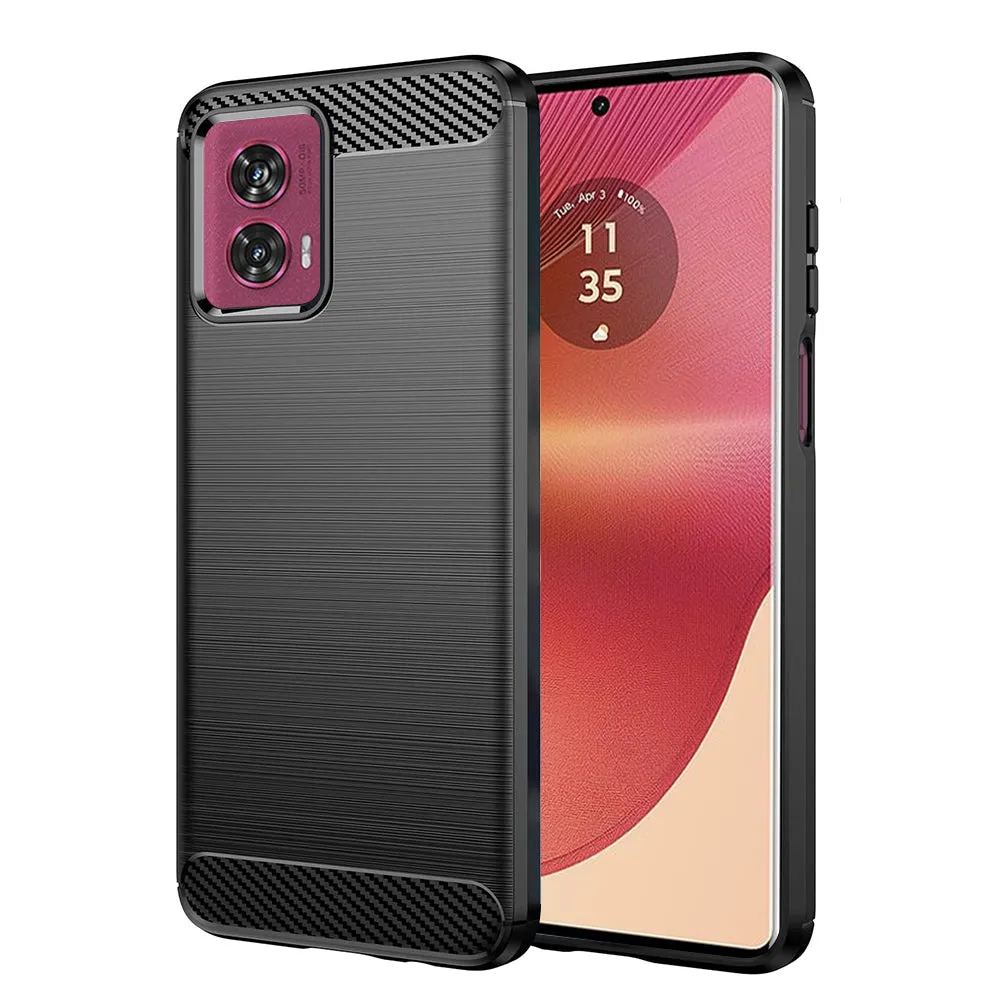 Custodia per Motorola Edge 50 Fusion, Techsuit, Carbonio, Nera - immagine 1