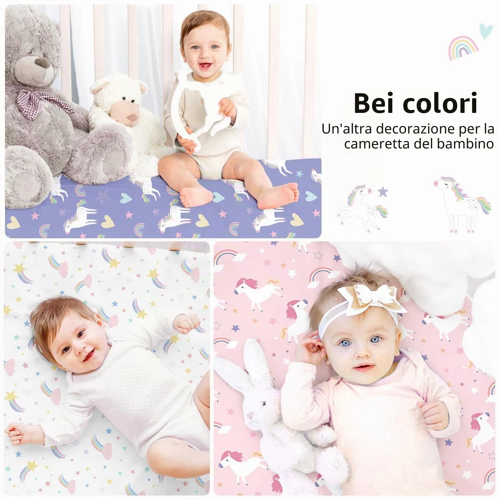 Fiemol Lenzuola Lettino 120x60 cm, Confezione da 3 Coprimaterassi per Lettino Neonato, Lenzuola con Angoli Elasticizzate in Microfibra Ultra Morbida e Setosa, Rosa e Viola - immagine 6