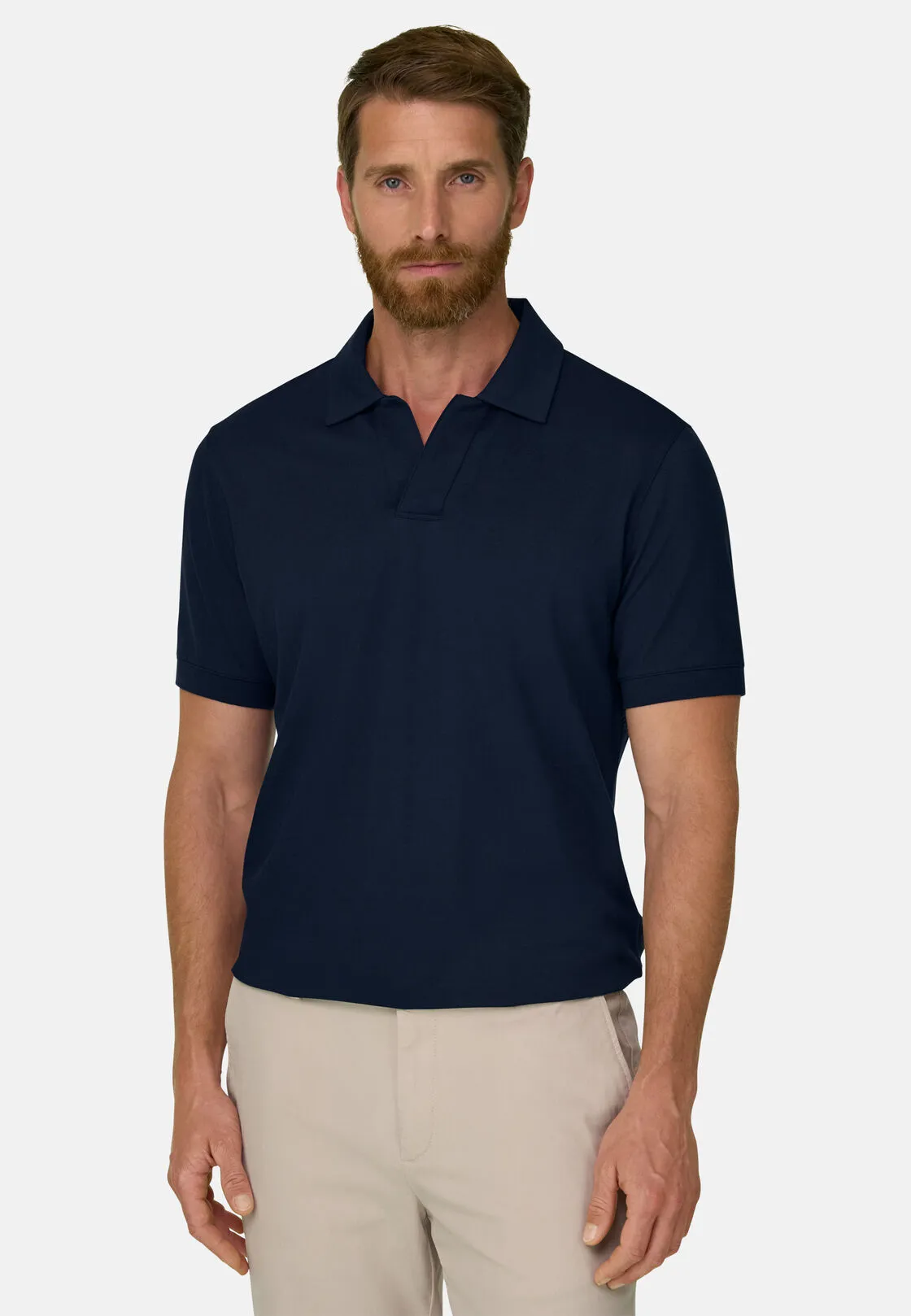 Boggi, Polo In Piqué Misto Cotone Elasticizzato Cool Jade, Uomo, Navy, Taglia: S - immagine 1