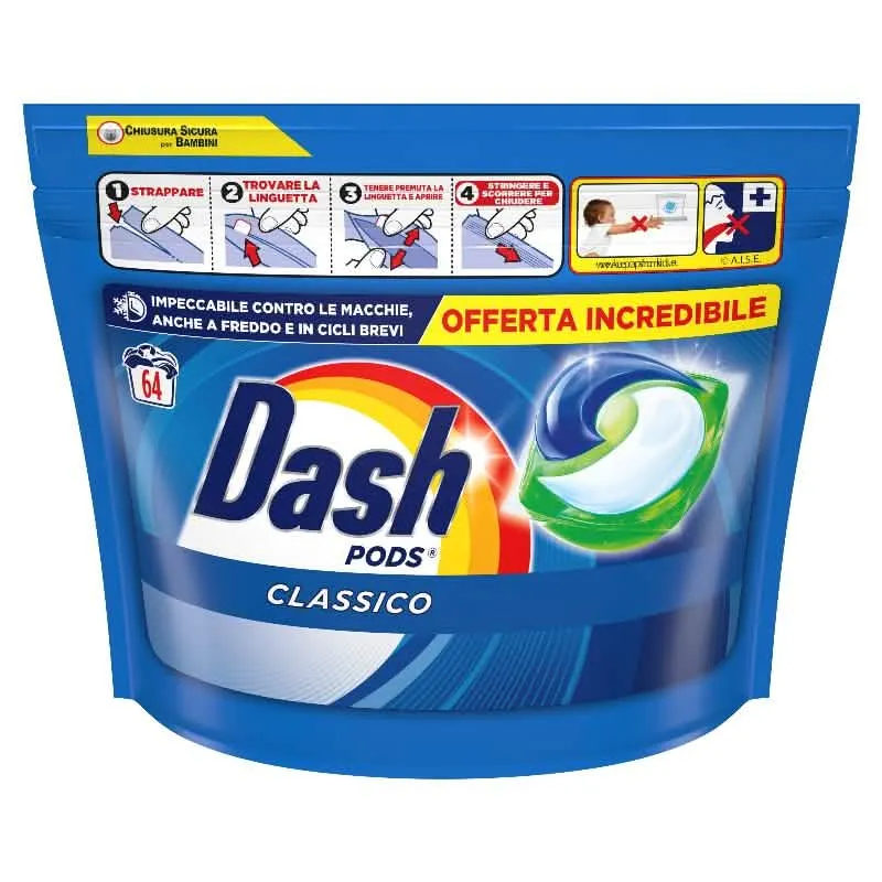 DASH ECODOSI PODS 3IN1 64 PEZZI PER UNA PULIZIA PERFETTA - immagine 1