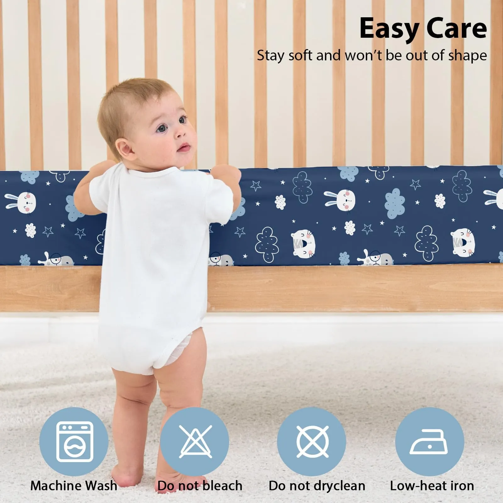 Fiemol Lenzuola Lettino 120x60 cm, Confezione da 3 Coprimaterassi per Lettino Neonato, Lenzuola con Angoli Elasticizzate in Microfibra Ultra Morbida e Setosa, Azzurro e Nuvola - immagine 7