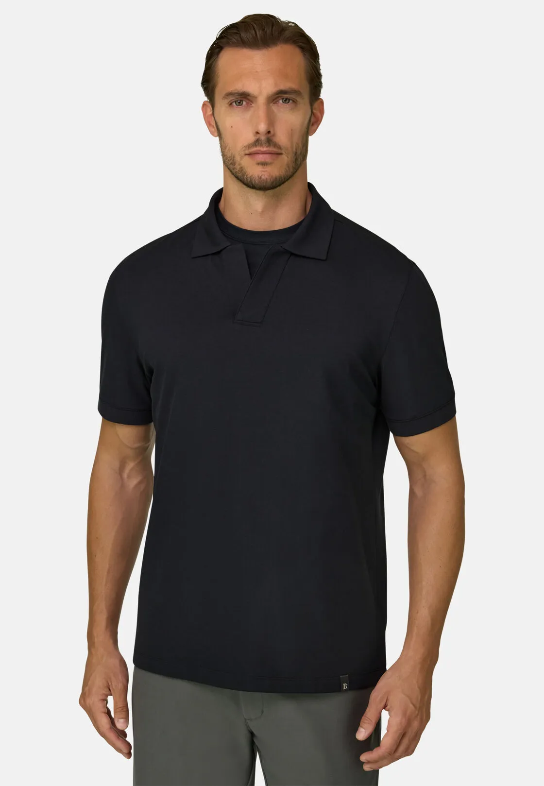 Boggi, Polo In Piqué Misto Cotone Elasticizzato Cool Jade, Uomo, Nero, Taglia: M - immagine 1