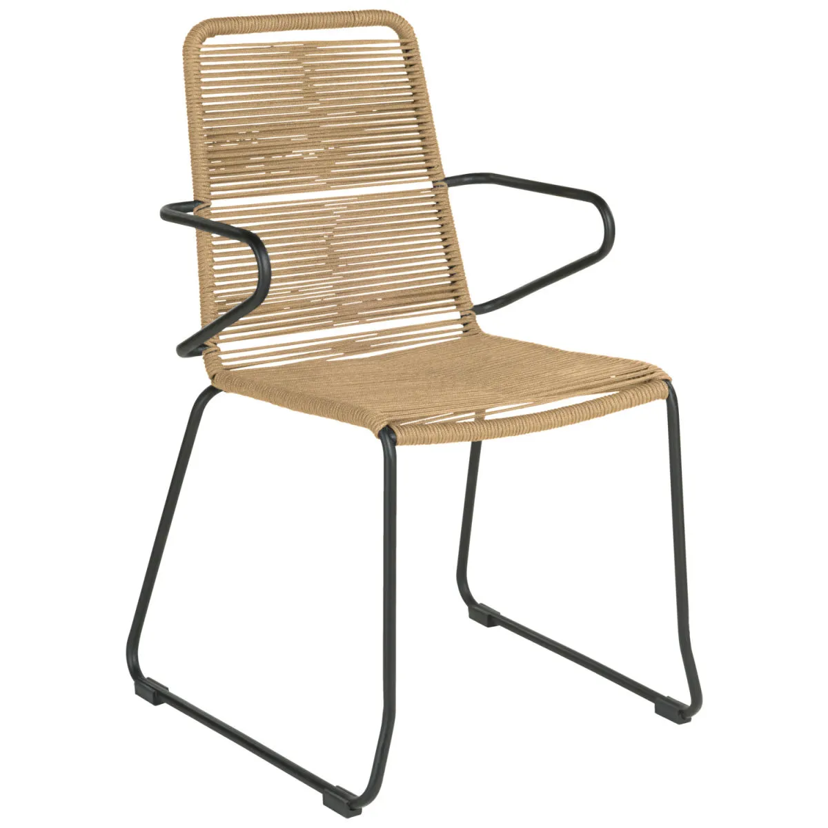 4x VEGA Sedia da esterno impilabile Filea; 58x56x87 cm (LxPxH); seduta beige, struttura nero; 4 pz. / Pacco - immagine 1