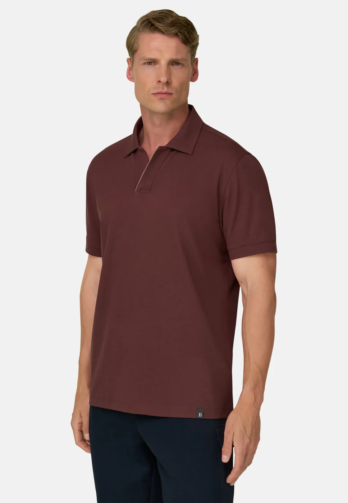 Boggi, Polo In Piqué Misto Cotone Elasticizzato Cool Jade, Uomo, Rouge, Taglia: M - immagine 1
