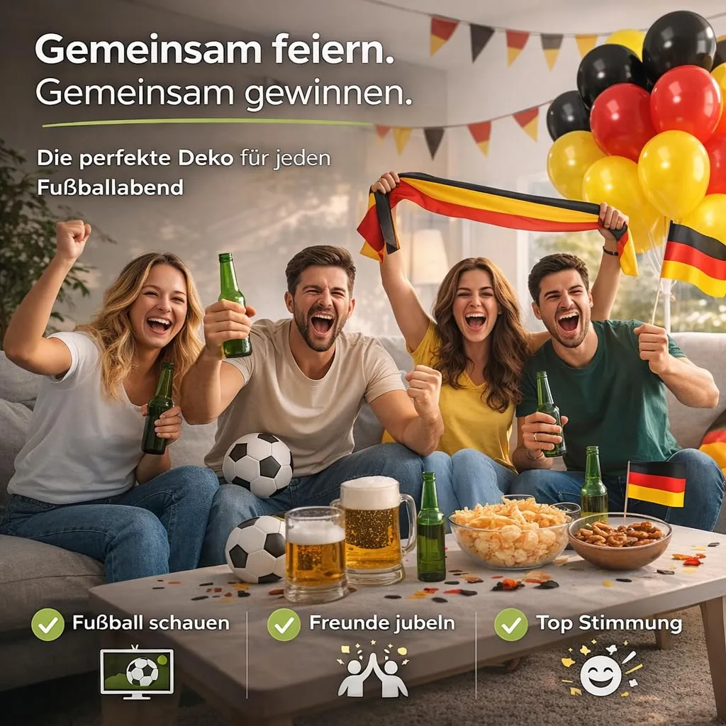 50 palloncini, Ø 35 cm, articolo per fan della Germania, decorazione e decorazione per i campionati europei 2028 (50 x Germania (nero, rosso, oro) - immagine 3
