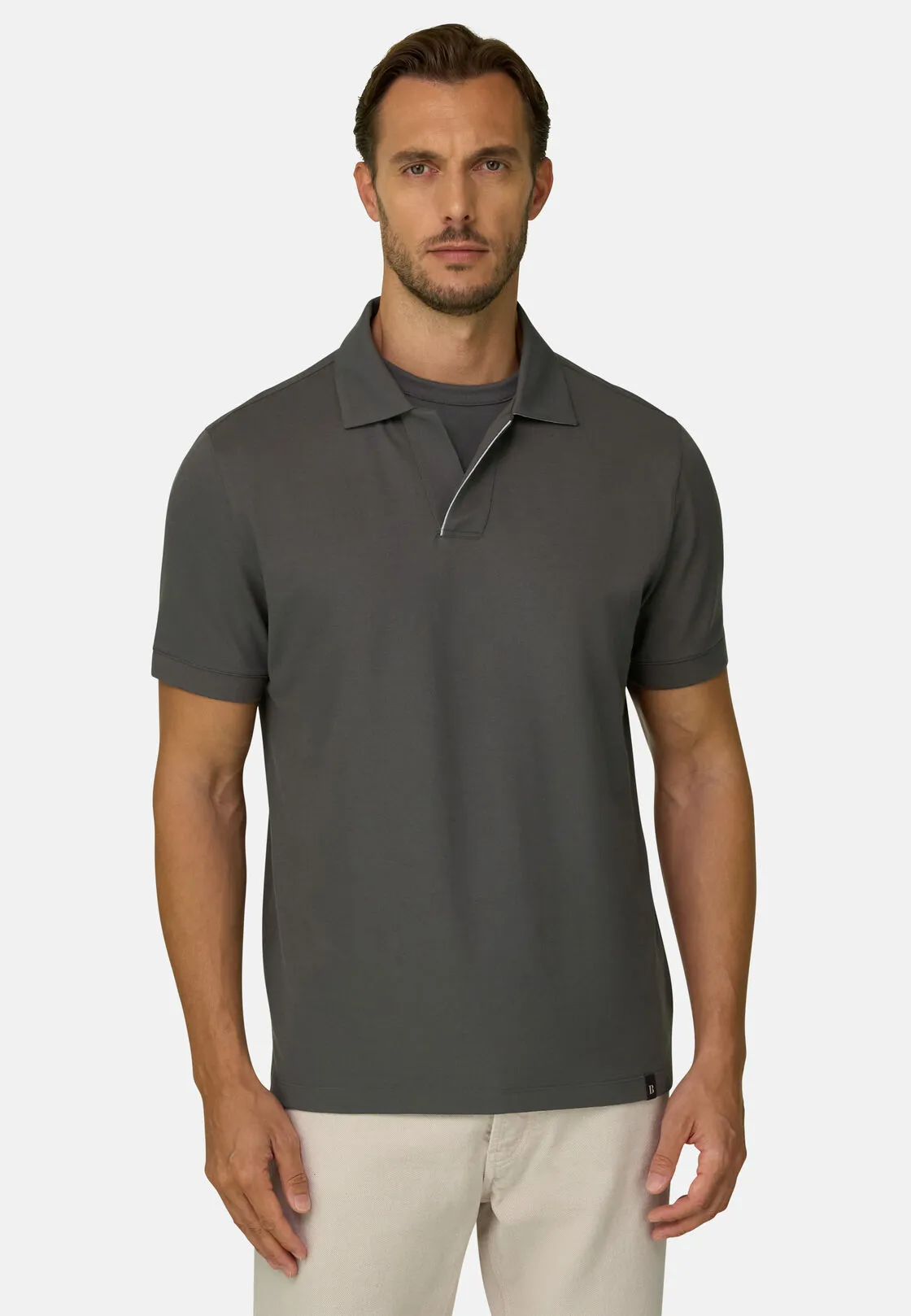 Boggi, Polo In Piqué Misto Cotone Elasticizzato Cool Jade, Uomo, Militare, Taglia: L - immagine 1