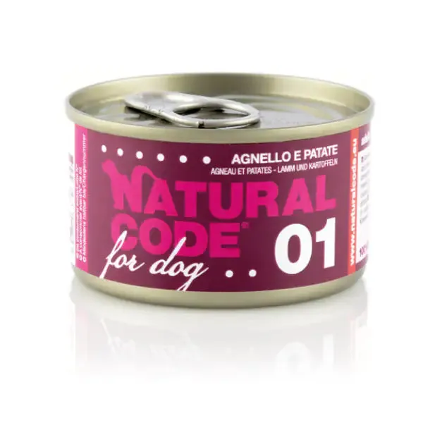 Natural Code for Dog 90 gr Agnello e Patate - confezione da 6 pezzi - Cibo umido per cani - immagine 1