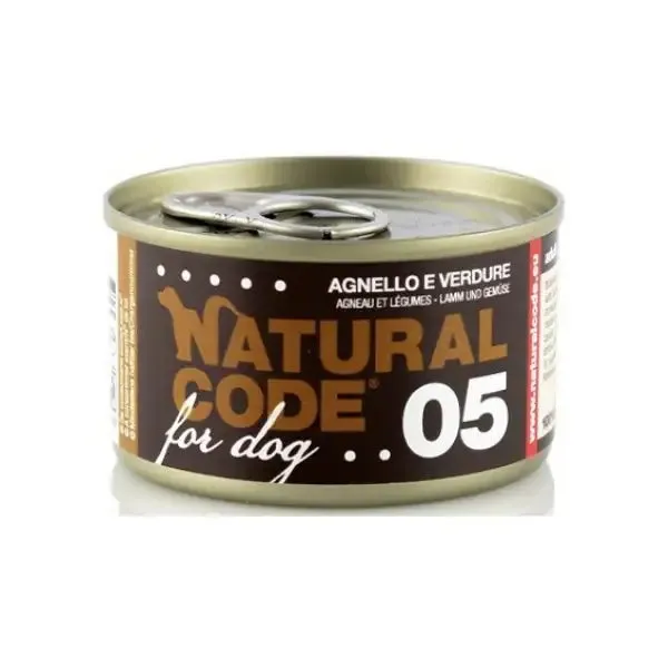 Natural Code for Dog 90 gr Agnello e Verdure - confezione da 6 pezzi - Cibo umido per cani - immagine 1