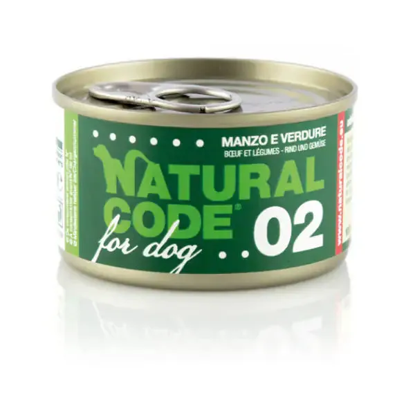 Natural Code for Dog 90 gr Manzo e verdure - confezione da 6 pezzi - Cibo umido per cani - immagine 1
