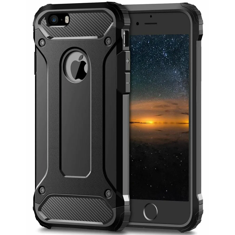 Custodia per Apple iPhone SE (2016) / 5 / 5s, Techsuit, Hybrid Armor, Nera - immagine 1