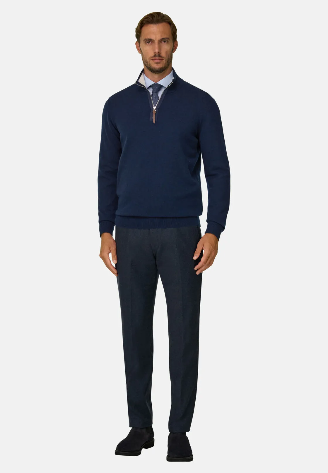 Boggi, Maglia Mezza Zip In Cashmere, Uomo, Navy, Taglia: XXL - immagine 2