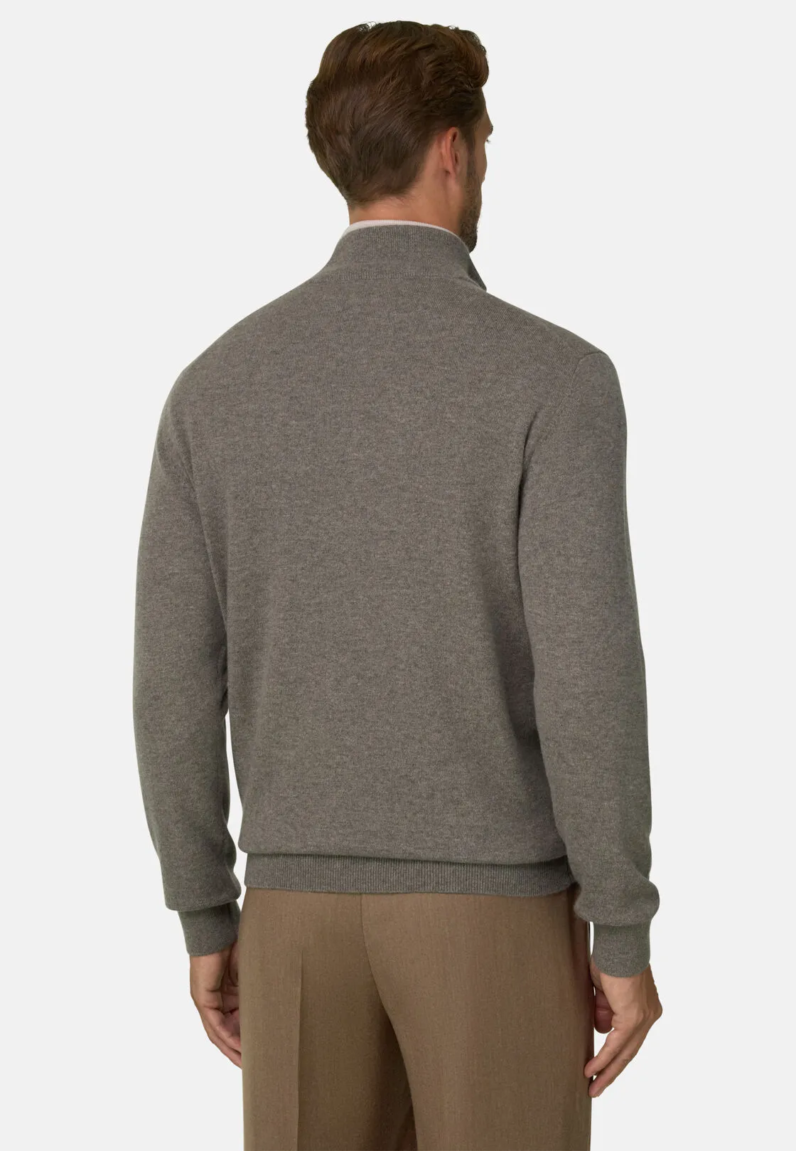 Boggi, Maglia Mezza Zip In Cashmere, Uomo, Taupe, Taglia: S - immagine 4