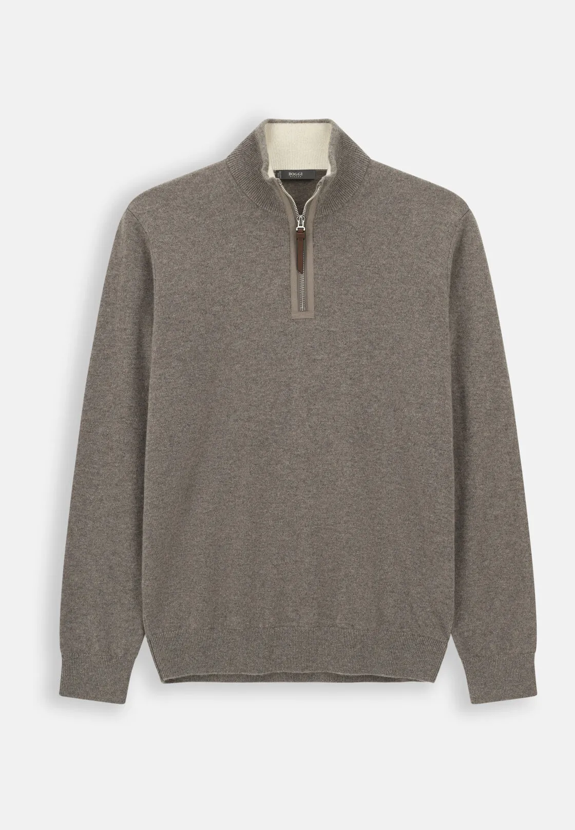 Boggi, Maglia Mezza Zip In Cashmere, Uomo, Taupe, Taglia: XXL - immagine 5