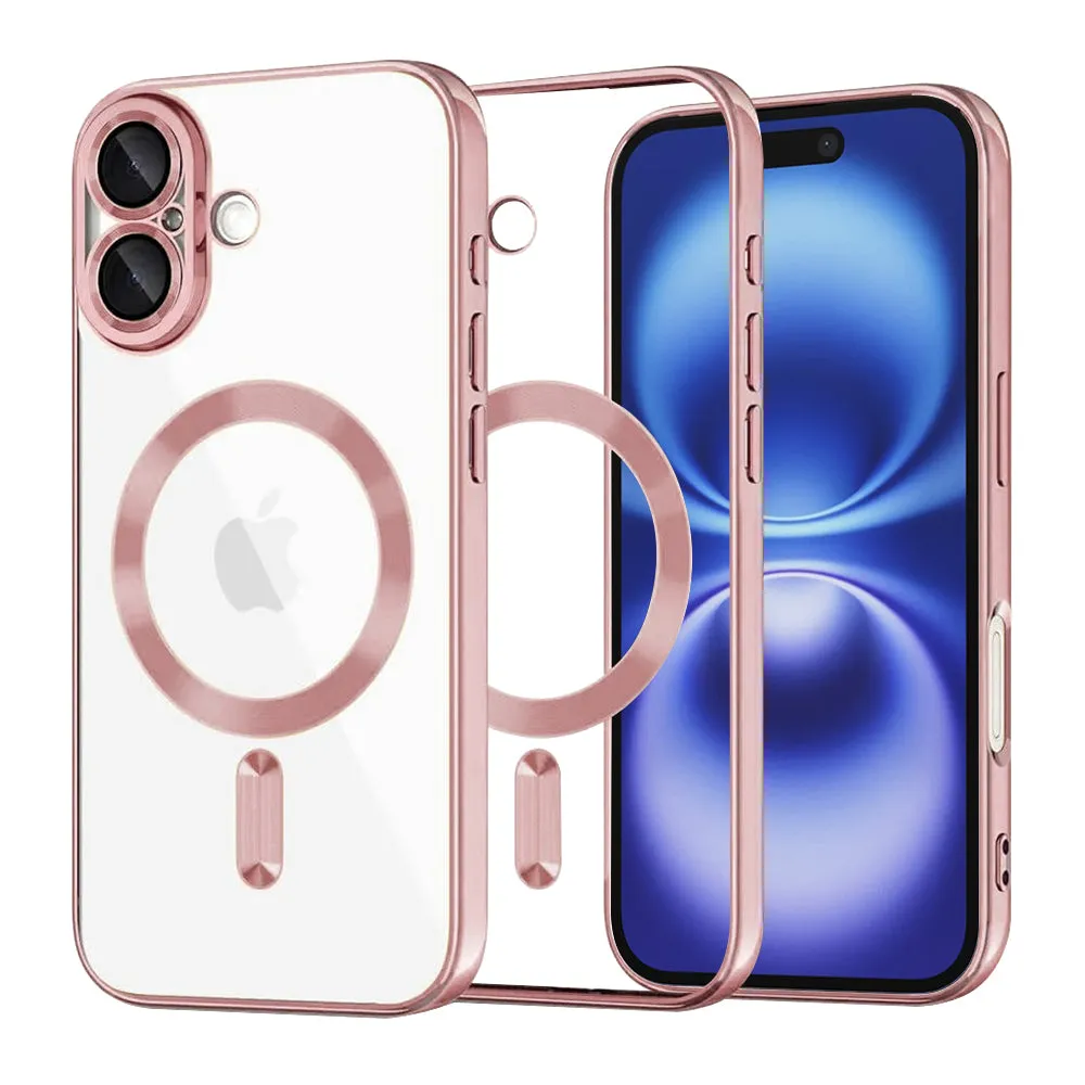 Custodia MagSafe per Apple iPhone 16, Techsuit, Luxury Crystal, Rosa - immagine 1