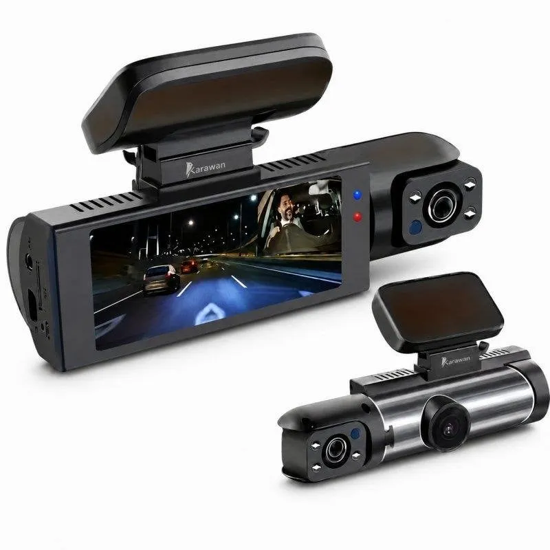 Telecamera Dashcam Karawan 1296P Super HD Doppia Lente Visione Notturna Sensore G Registrazione Ciclica - immagine 1