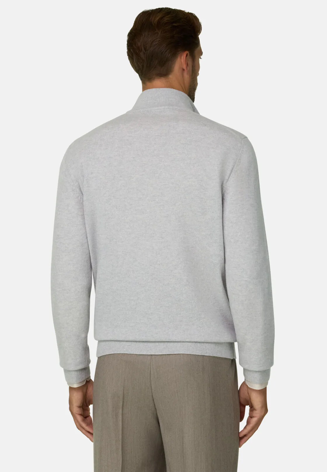 Boggi, Maglia Mezza Zip In Cashmere, Uomo, Ghiaccio, Taglia: XXL - immagine 4