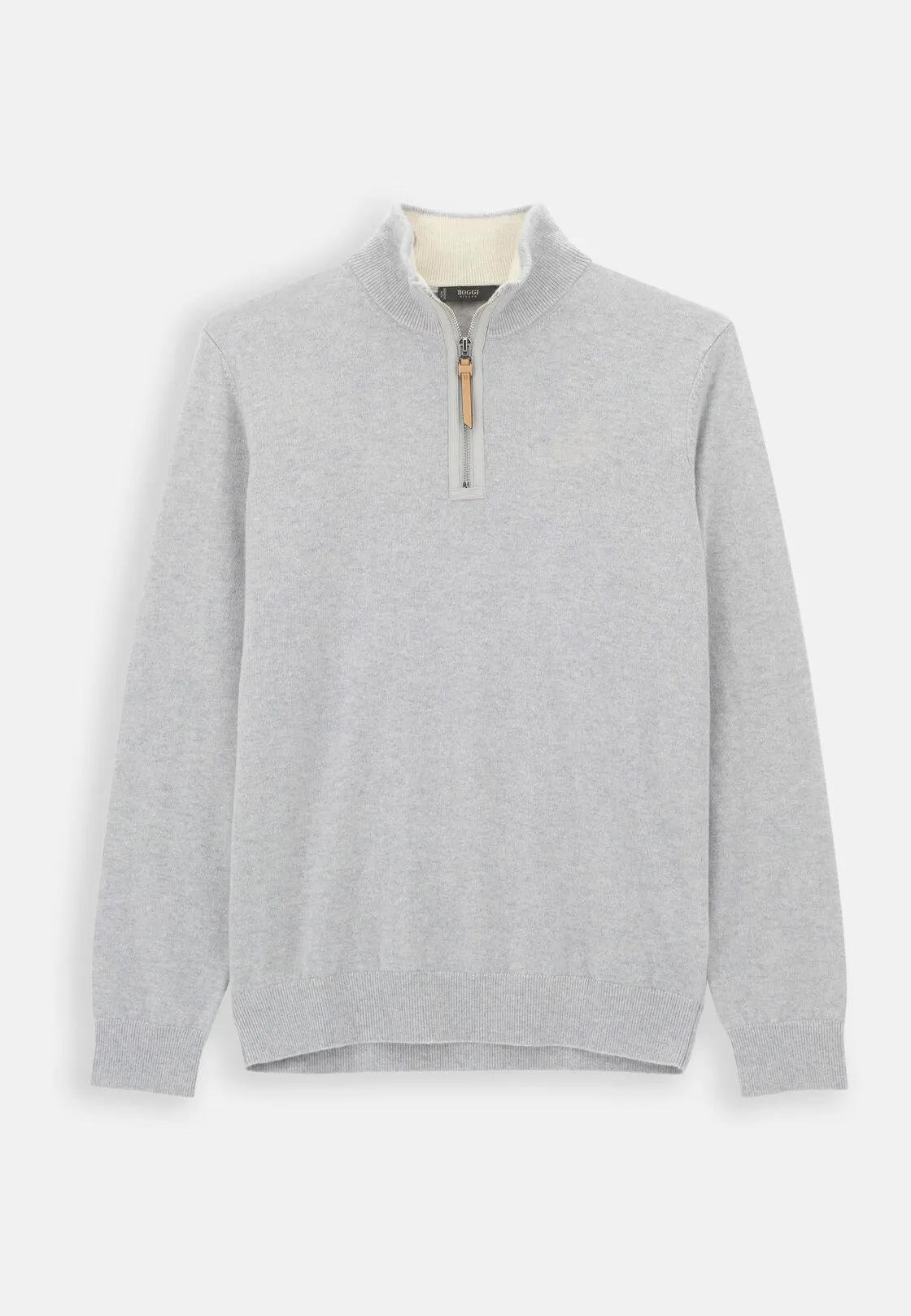 Boggi, Maglia Mezza Zip In Cashmere, Uomo, Ghiaccio, Taglia: XXL - immagine 5