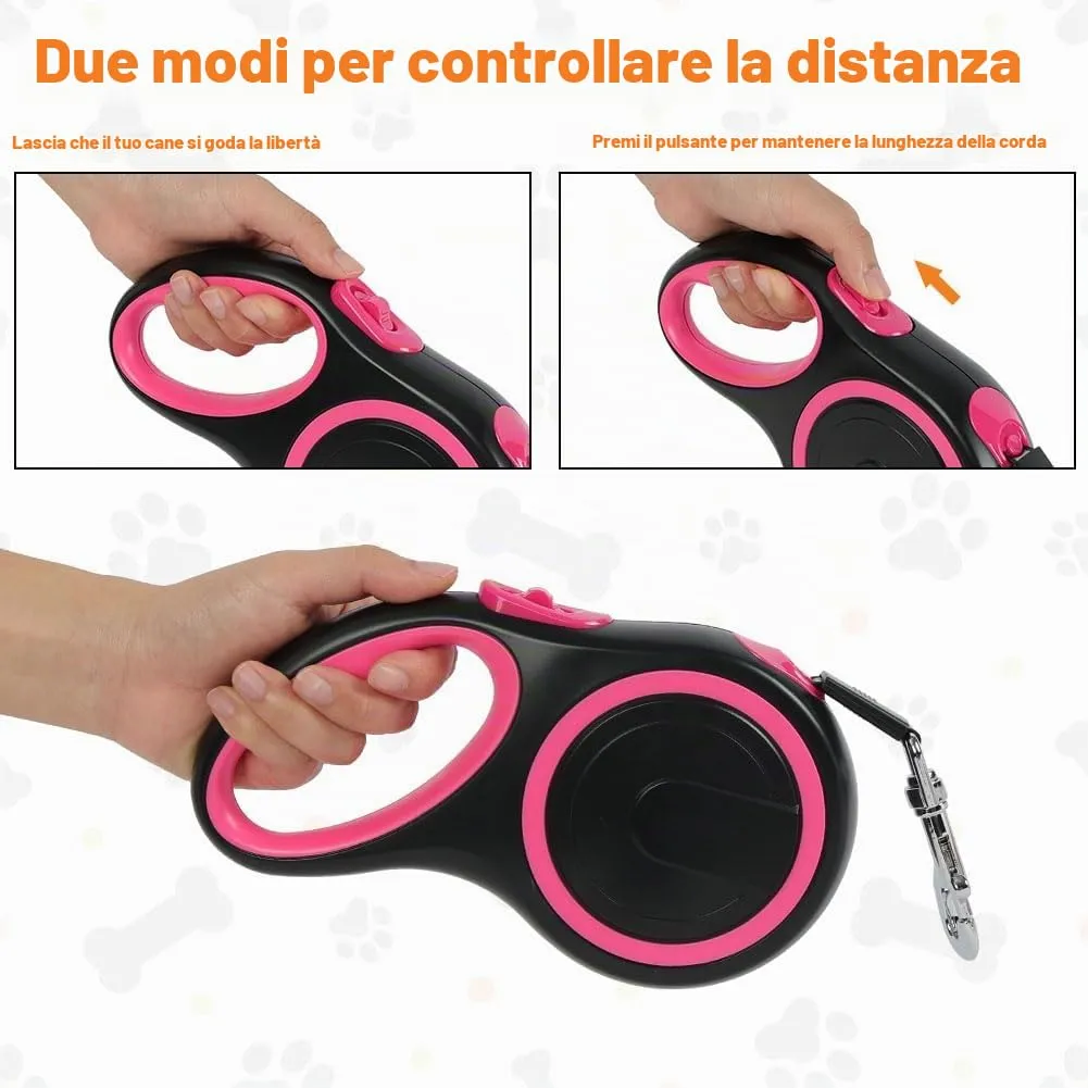 Aomig Guinzaglio per Cani Allungabile, Cani Guinzaglio con Sistema di Guida e Frenata a 360°, Lunghezza Estensibile 8 m(Fino a 50 kg), Guinzaglio Flessibile per Addestramento e Passeggiate Rosso - immagine 5